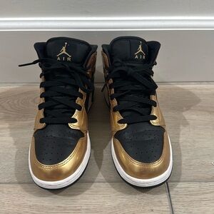 Air Jordan 1 mid rise black and gold size 5.5y